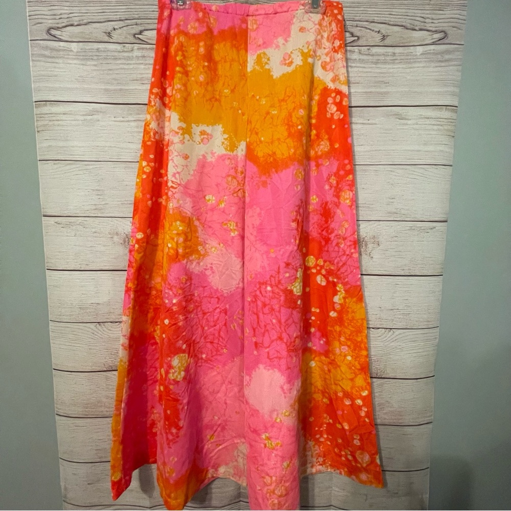 SOLD Vintage 1960 1970 Cos Cob watercolor art print nylon palazzo pants